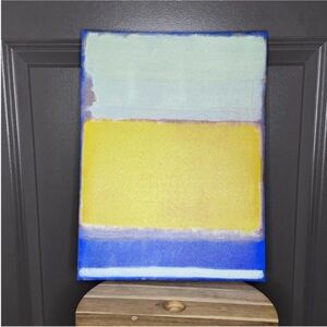 Contemporary Abstract Color Block Canvas Wall Art | 12x16 | Cool Tones & Yellow